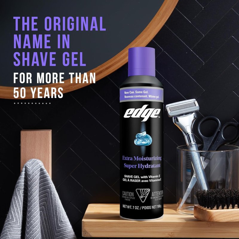 Edge Shaving Gel for Men - Extra Moisturizing Formula with Vitamin E | 6 Pack for Soothing and Irritation-Free Shaving