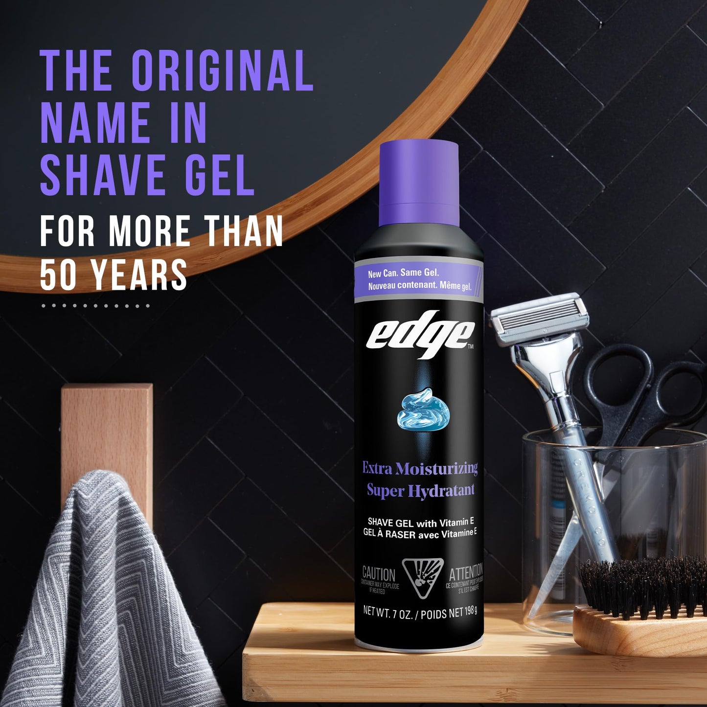 Edge Shaving Gel for Men, Extra Moisturizing with Vitamin E, (6 Pack) - Shave Gel For Men That Moisturizes, Protects and Soothes To Help Reduce Skin Irritation
