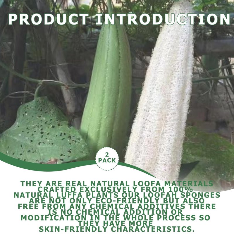 Pure Natural Loofah Sponge，Organic loofah Sponge, Reusable Natural Loofah Sponge ，Exfoliating Body and Back Scrub for SPA Beauty Bath and Radiant Skin,Natural loofah Dish Sponge(2 Pack)