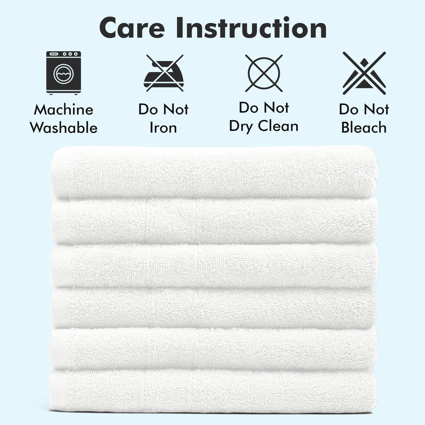 Novo Home 100% Ring Spun Cotton Hand Towels for Bathroom – 550 GSM Soft & Absorbent Towel Set– Pack of 6 Small Towel (34x20in) – Quick Dry Luxury Cotton Hand Towels – White
