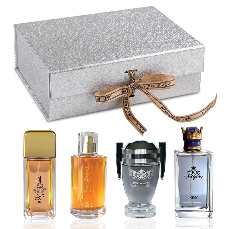 A CENTER Men's Cologne Gift Set 3.4 FL oz|Luxury perfume with Premium Presentation Box|Perfect Valentine's Day Gift for Him|Long Lasting Fragrance(1Billion&ChocoMu50ML&King&InvincibleGrey)