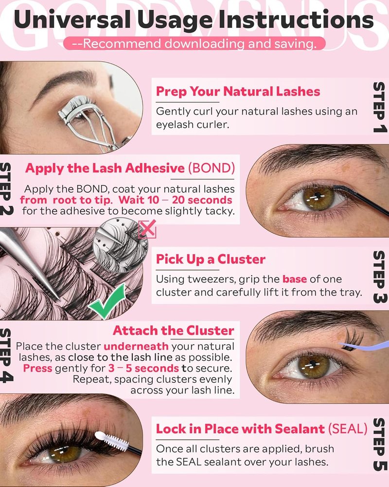 Goddvenus Lash Clusters Kit - Wispy DIY Eyelash Extensions | 180pcs C Curl 10-16mm Natural Look