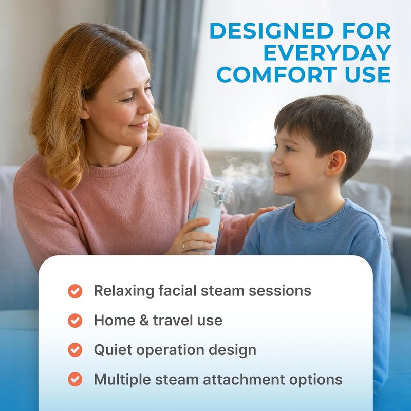 Nebu Ease Portable Facial Steamer - Handheld Rechargeable Mist Device with Dual Output Levels | Compact Travel Design