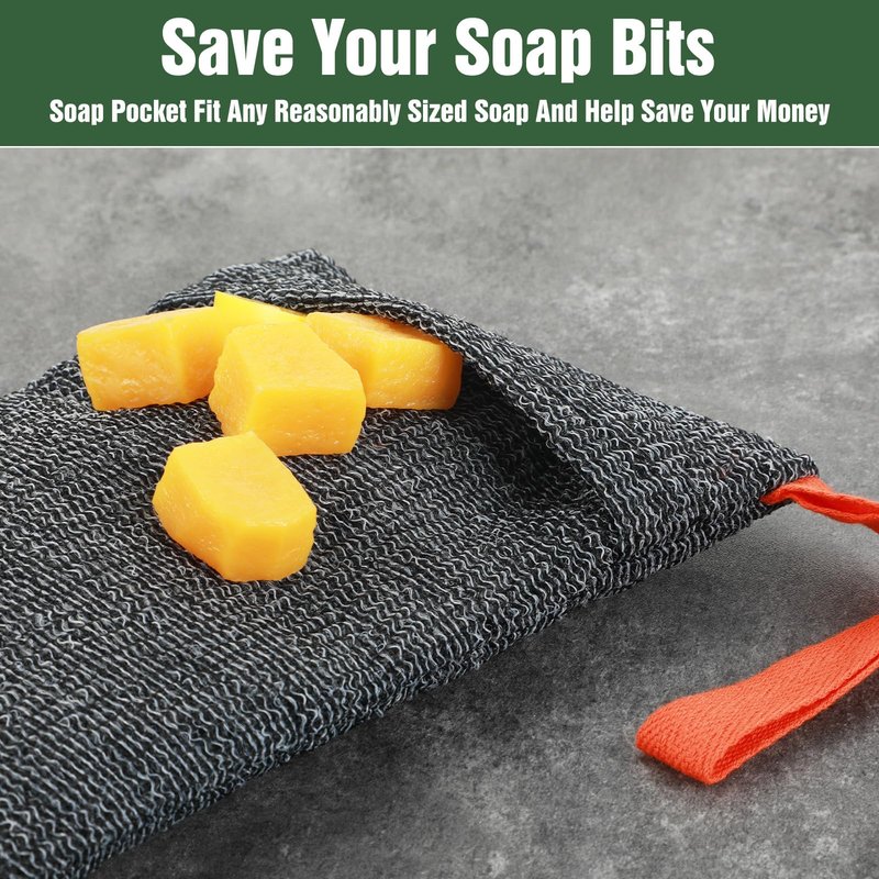 3 Pcs Bar Soap Pouch for Deep Exfoliating, Nylon Exfoliating Soap Bag Saver Body Scrubber Shower Sponge Quick-Dry Mesh Soaps Holder Loofah Foaming Soaps Sock for Shower