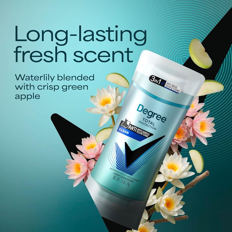 Degree Antiperspirant for Women - Pure Clean 2.6 oz | 4 Count - Protects Against Deodorant Stains