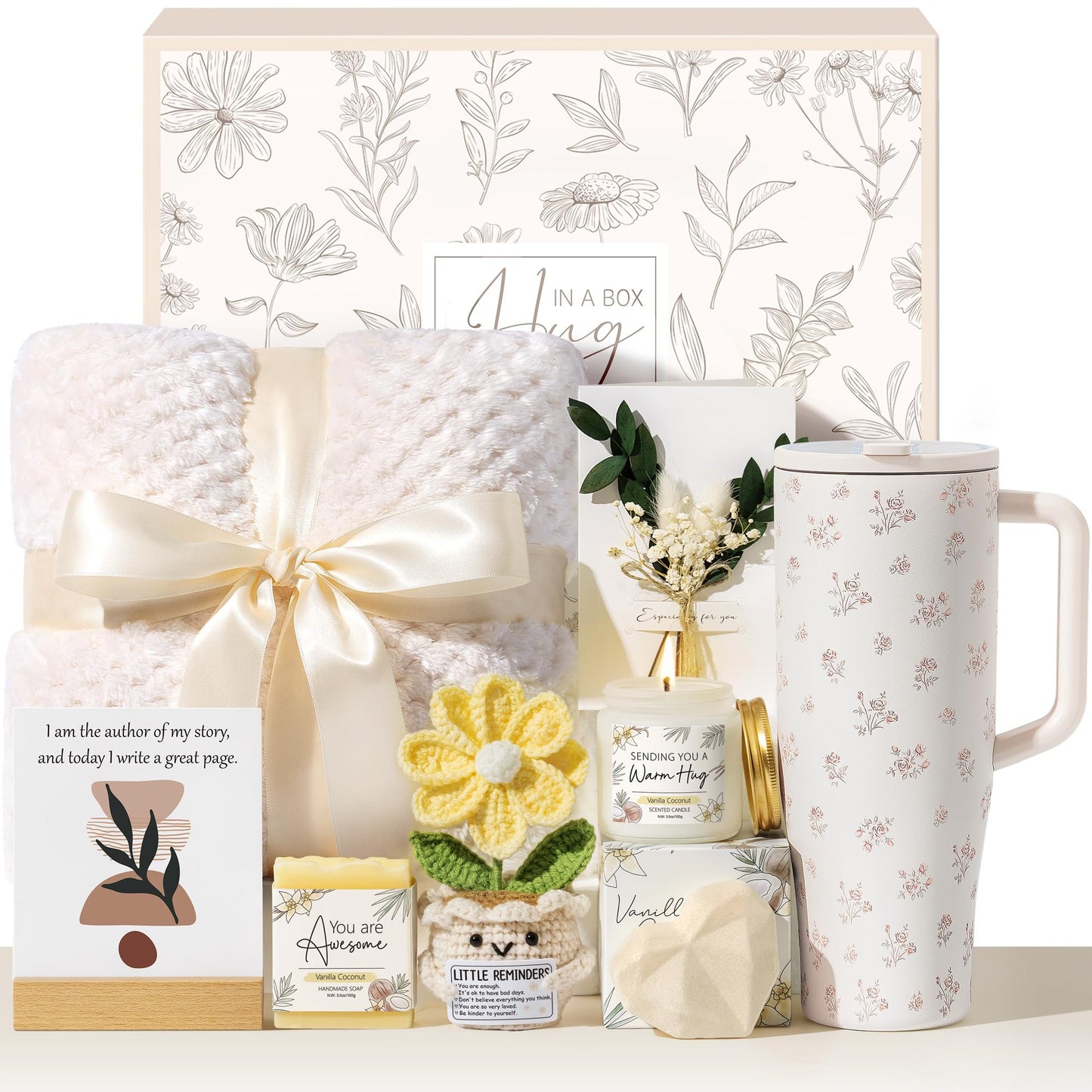 Mothers Day Gift for Mom Women Birthday Self Care Gifts, Scented SPA Bath Gift Basket Get Well Soon Care Package for Her w/ Positive Affirmation Cards, Feel Better Gifts for Wife Grandma Girl Friends