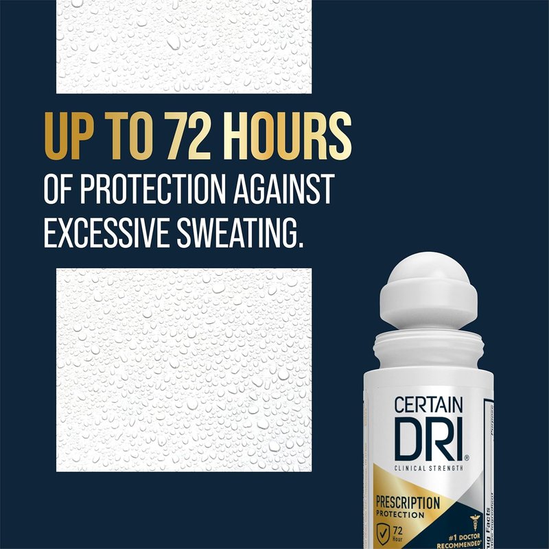 Certain Dri Clinical Antiperspirant Roll-On | 72-Hour Sweat & Odor Protection, Fragrance-Free - 1.2 fl oz