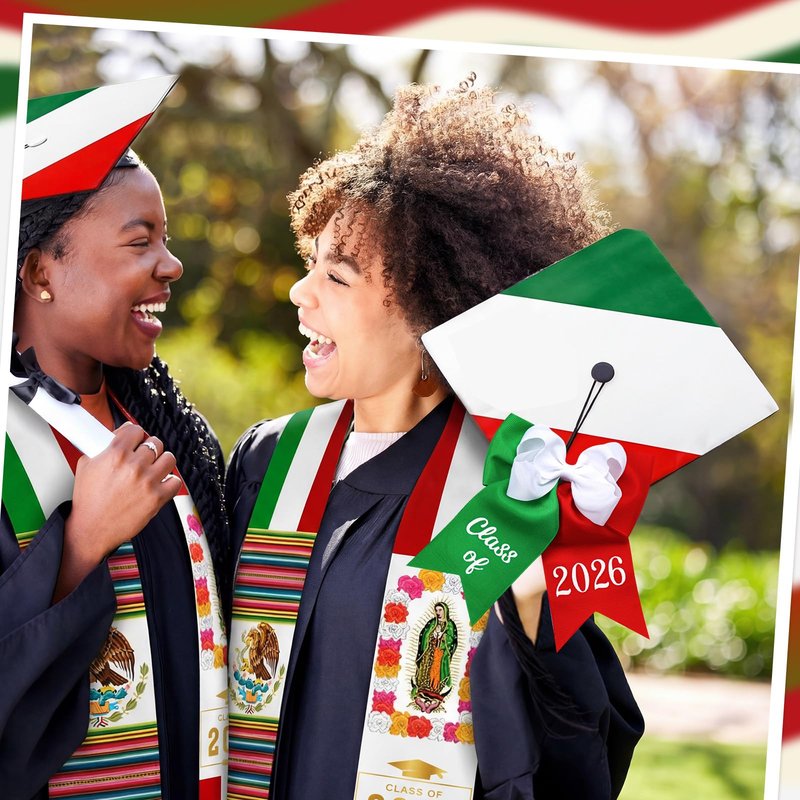 HunnmingRe 2 Pcs Mexican Graduation Cap Bow Decorations for Class of 2026 College High School Grad Hat Topper Bows Graduation Party Supplies
