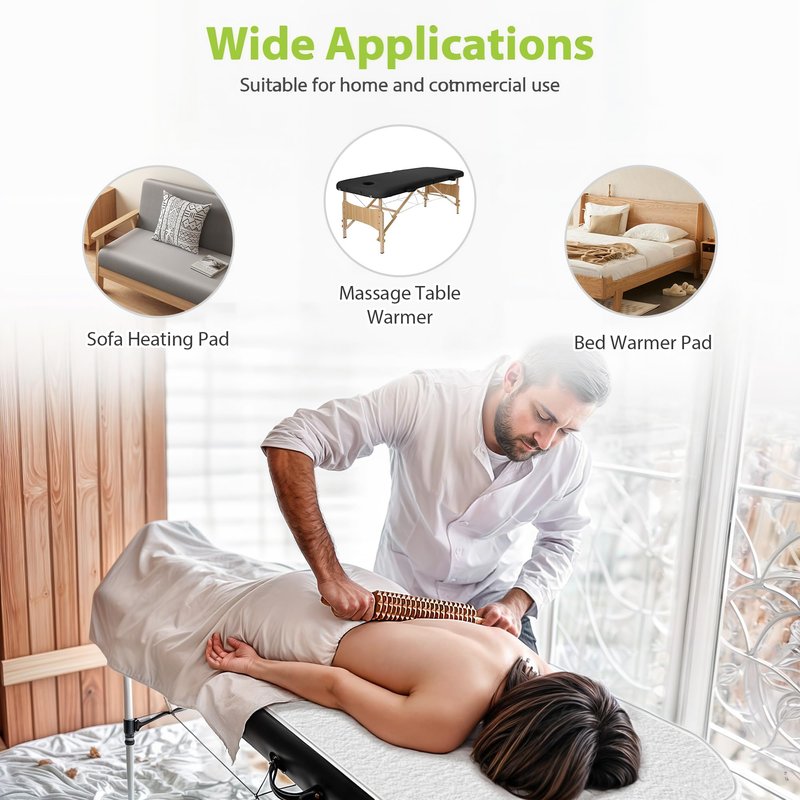 Massage Table Warmer Heating Pad Professional SPA Massage Bed Warmer with Timer, 9 Heat Settings, Overheat Protection for Massage Bed & Spa, Thickened & Soft Fleece, 30" x 71", with Face Hole