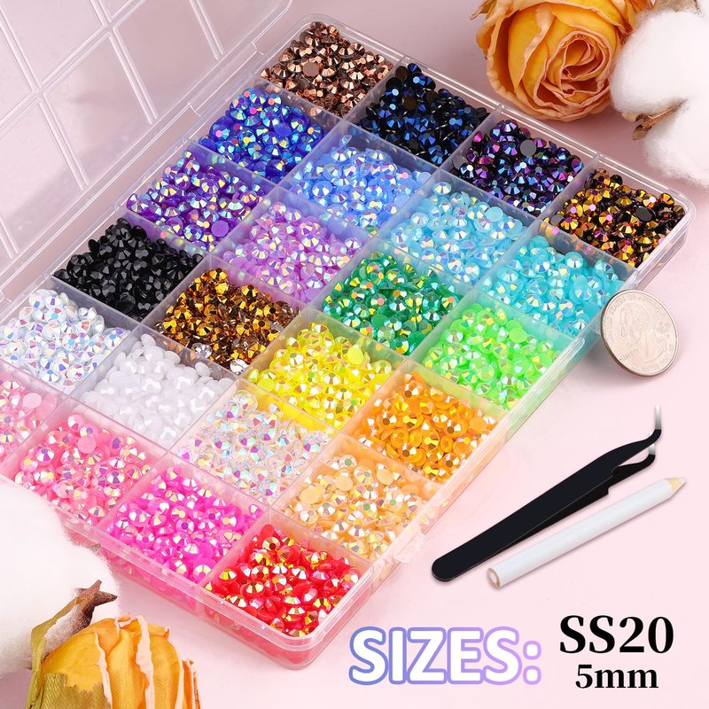 Resin Jelly Rhinestones - 6600 Pcs Mixed-Color 5mm Flatback Gems for DIY Crafts, Clothing, Nail Art & More