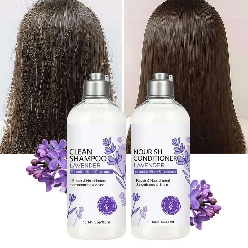 Lavender Shampoo and Conditioner Set, Lavender Essential Oil + Chamomile Hair Care Strengthen Nourish Damaged/Dry Hair, Strengthen & Prevent Hair Loss, Deep Hydration, Silky Shine for Women & Girls