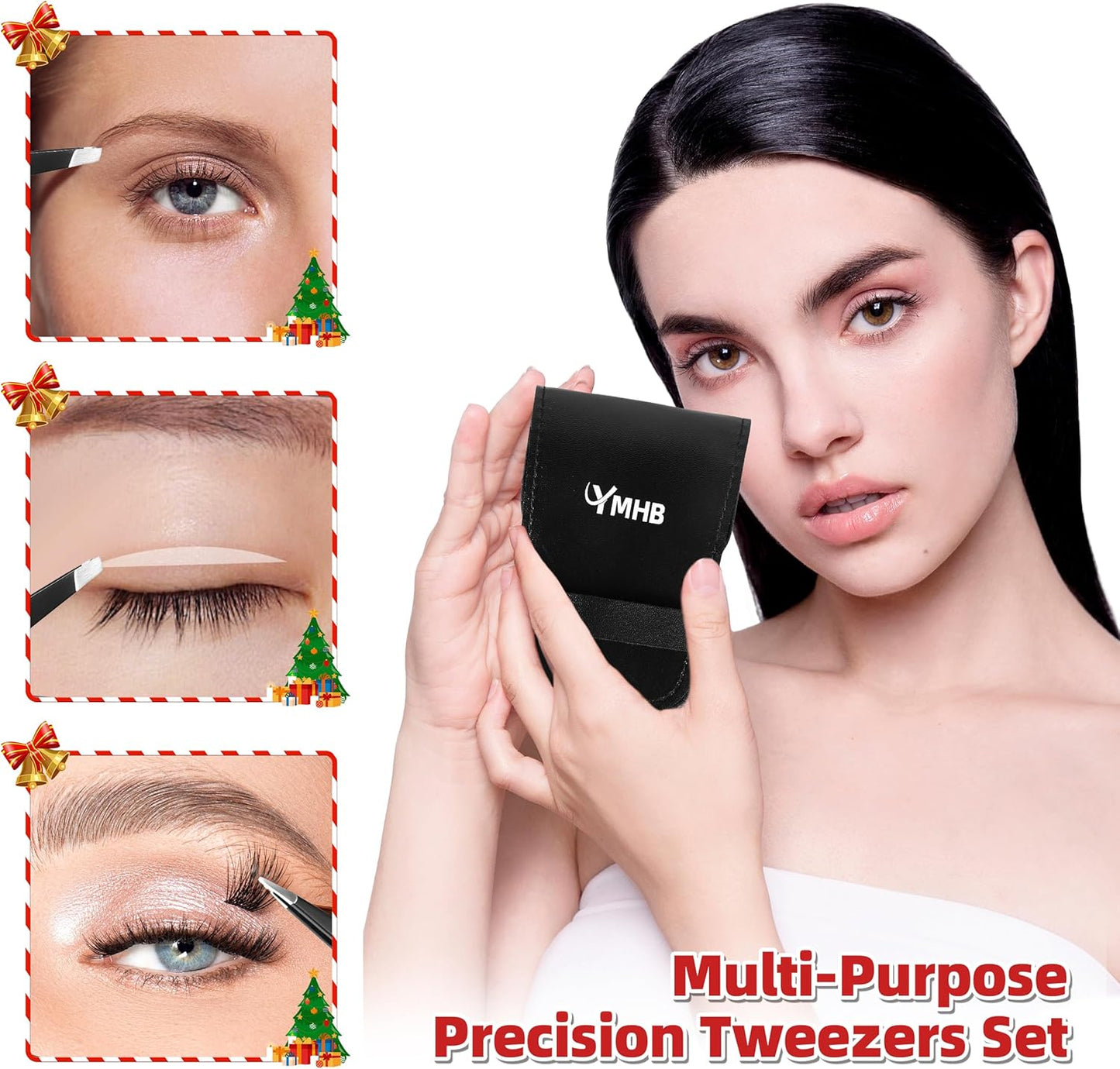 Skiennix Tweezers Set - 4-Piece Stainless Steel Eyebrow Tweezers for Precision Facial Hair Removal | Perfect Gift for Women and Men