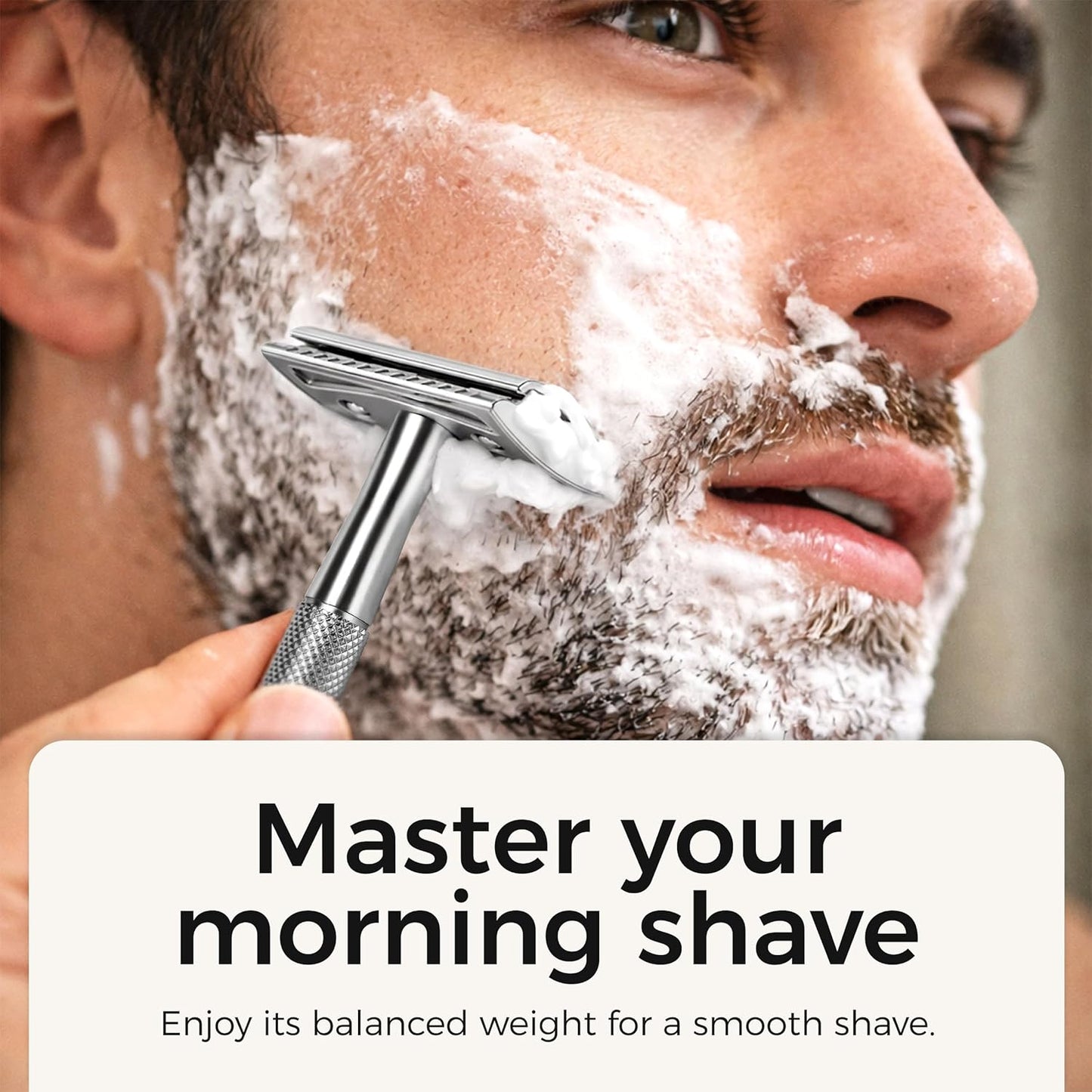 ZOMCHI Double Edge Safety Razor for Men & Women, Metal Razor with 5 Double Edge Safety Razor Blades, Single Blade Razor – Silver