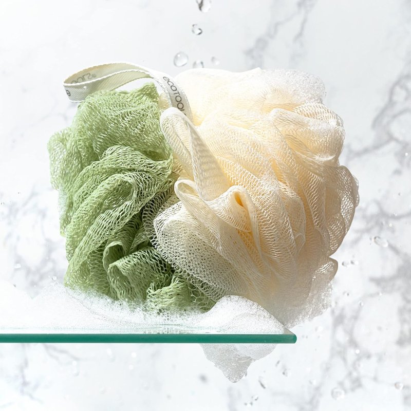 EcoTools 2-in-1 EcoPouf | Dual-Sided Shower Loofah for Exfoliating & Cleansing Skin - Eco-Friendly Bath Accessory, 1 Count (60g)
