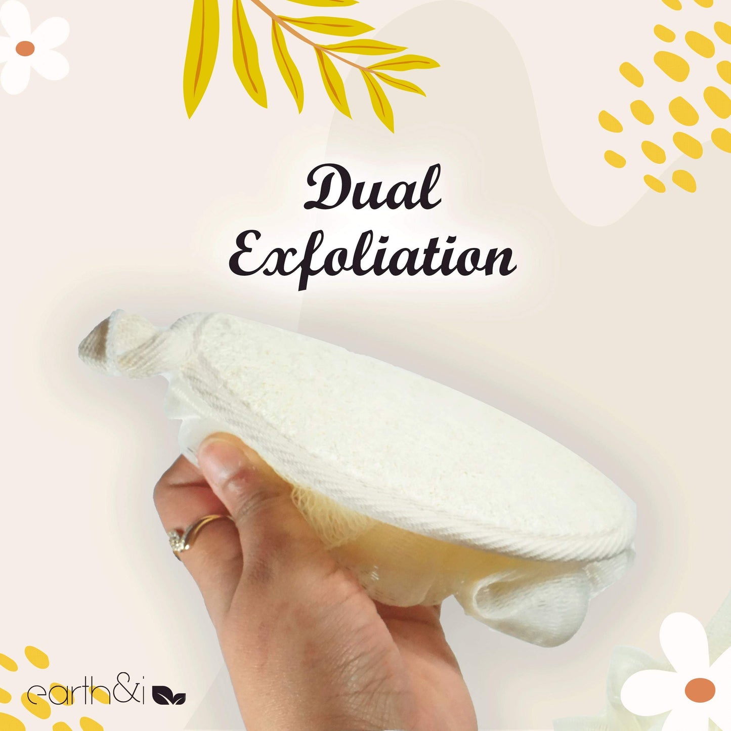 Earth & I - Dual Side Exfoliating Loofah for Fast and Effective Deep Cleaning, Loofah Body Scrubbers, Face Exfoliator Pad, Wash Sponge for Showering, Bath Loofahs, Travel Body Scrubber, lufas lofa