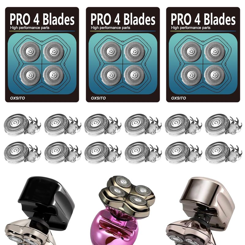 Precision Replacement Blades for Head Razors - 12 Pack Pro 4 Head Blades for Grooming | Compatible with Gold, Silver, Platinum Series