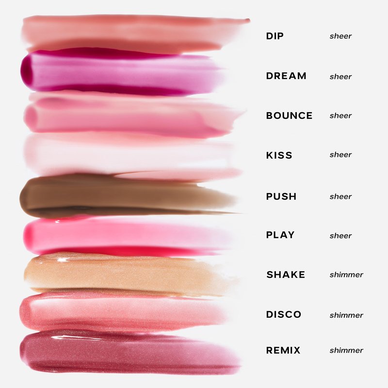 Saie Glossybounce - Hydrating Lip Gloss and Tinted Lip Oil Hybrid with Hyaluronic Acid & Jojoba Oil for Non-Sticky, Ultra-Shiny, Plump & Soft Lips - Everyday Makeup Essential - Push (.17 oz)