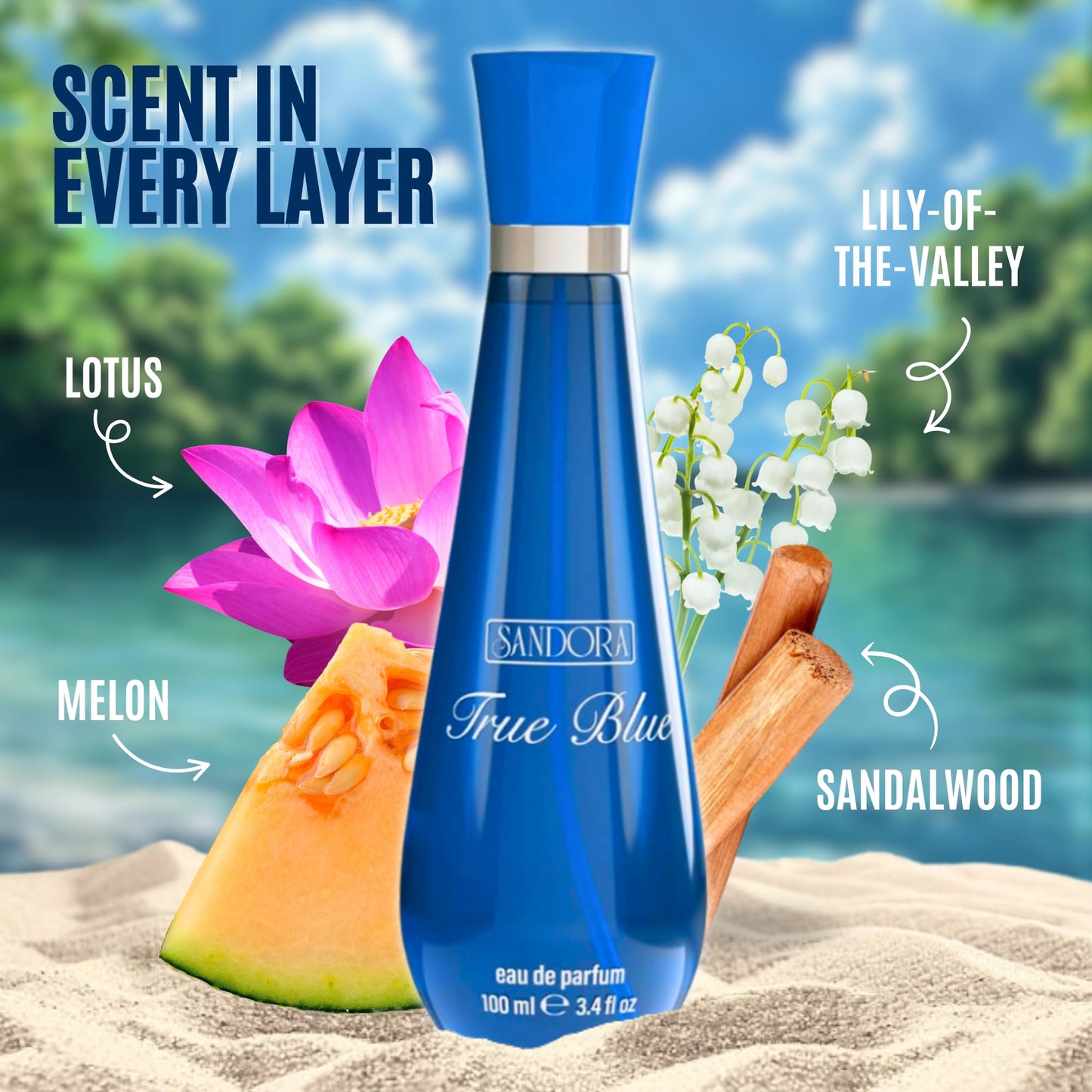 True Blue Woman Eau De Parfum Spray for Women – 100mL Affordable Long Lasting Perfume with Fresh Aquatic Fragrance & Floral Fresh Citrus Scent, Made with Premium Oils for Day & Night Use