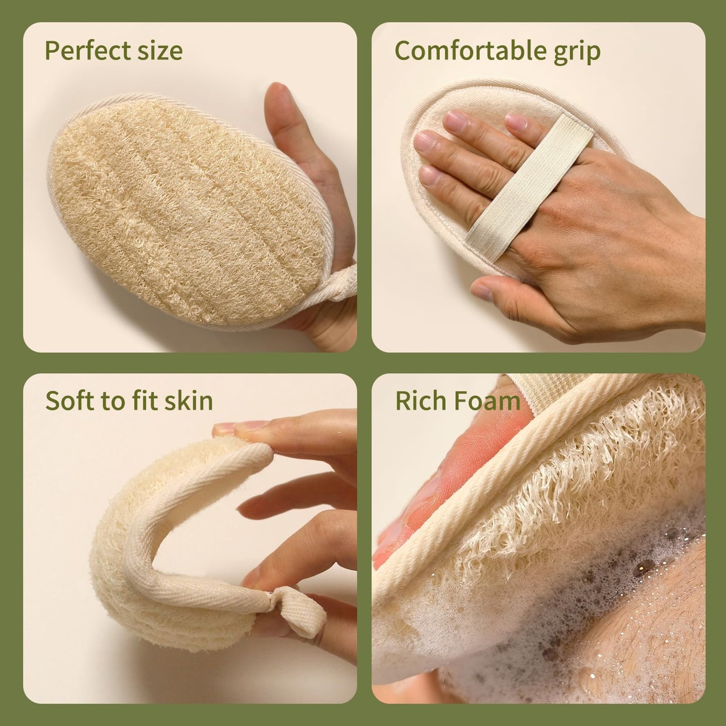 Natural Loofah Exfoliating Body Scrubber(2Pack),Made from Organic Bath Luffa for Women and Men