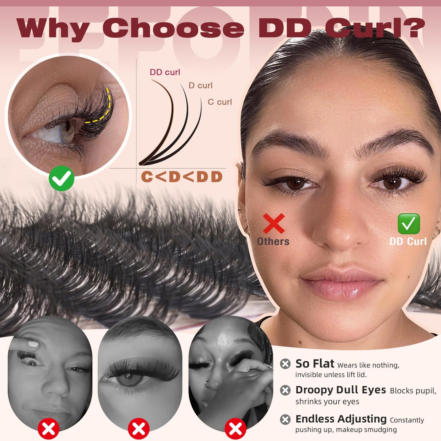 Spider Lash Clusters Wispy Eyelash Clusters Natural Lashes Clusters Fluffy Cluster Eyelash Extensions DD Curl Breeze Individual Lashes 10-16mm Lash Extensions with Invisible Band by Eefofnn