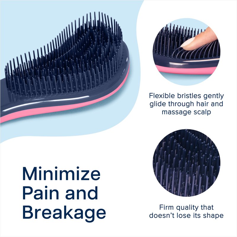 Crave Naturals Glide Thru Hair Brush - Detangler Brush for Curly, Straight, Wet or Dry Hair - Gentle Detangling Brushes for Adults, Kids, Toddlers - Hair Accessories for Women, 7.5x3" - Pink