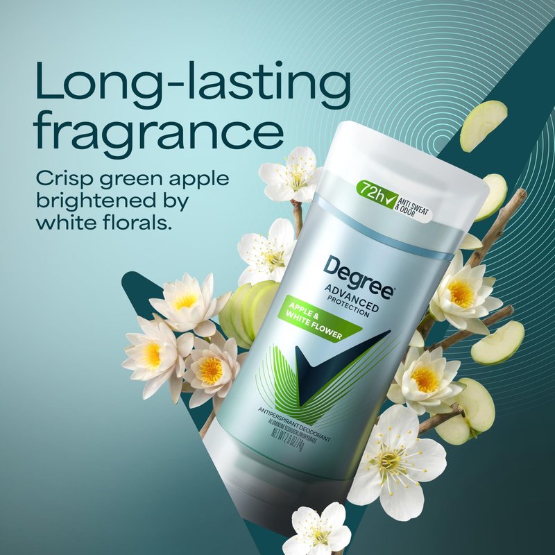 Degree Advanced Protection Antiperspirant Deodorant White Flowers & Lychee for 72-Hour Sweat & Odor Control for Women, with Body Heat Activated Technology, 2.6 oz