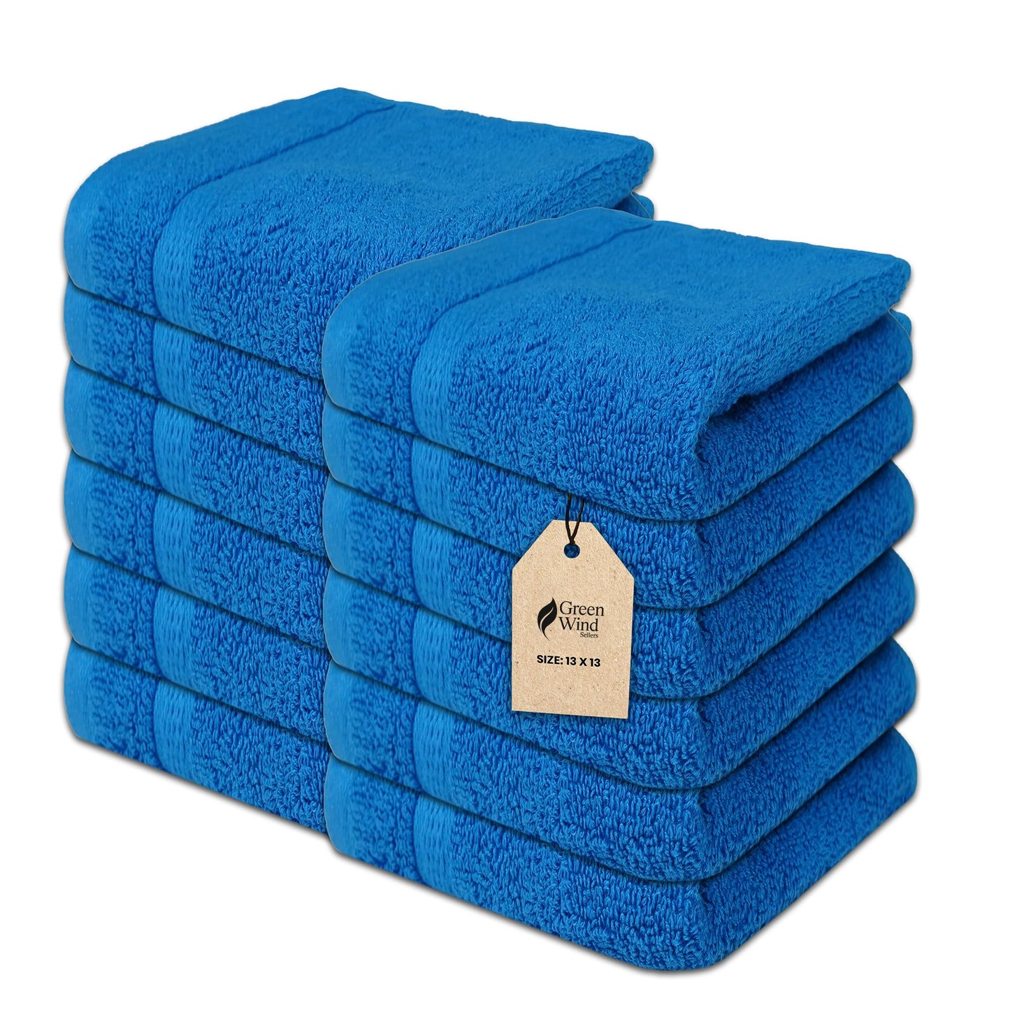 Green Wind Sellers Soft Wash Cloths - 12 Pack Plush and Absorbent Cotton Washcloths for Face, Body, and Baby - Multi-Purpose, Quick-Dry Wash Cloths Set 13x13'' (Navy Blue)
