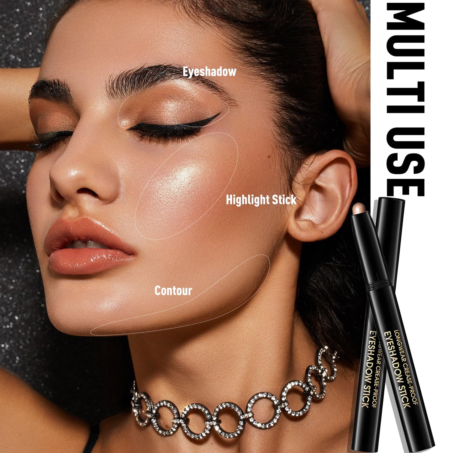 Wugbc Eyeshadow Stick Waterproof Cream Eye Shadow Pencil Long-Lasting Crease-Proof Shimmer Glitter Eyeshadow Crayon Smooth High Pigmented Highlighter Neutral Eye Shadow Liner Makeup, 1 CARAMEL