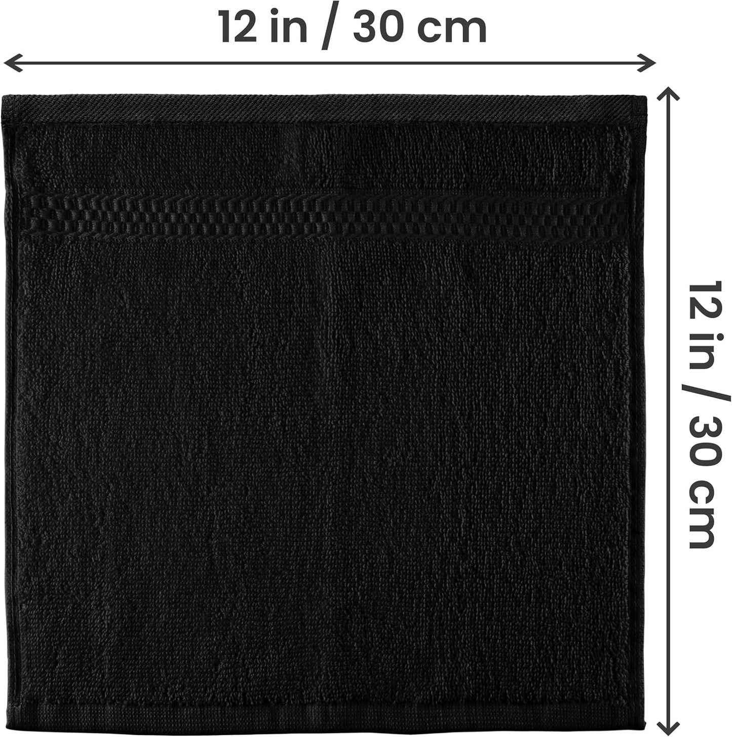 Utopia Towels Premium Wash Cloths Set - 12 Pack, 100% Cotton, Highly Absorbent & Soft - Black, 12x12 Inches
