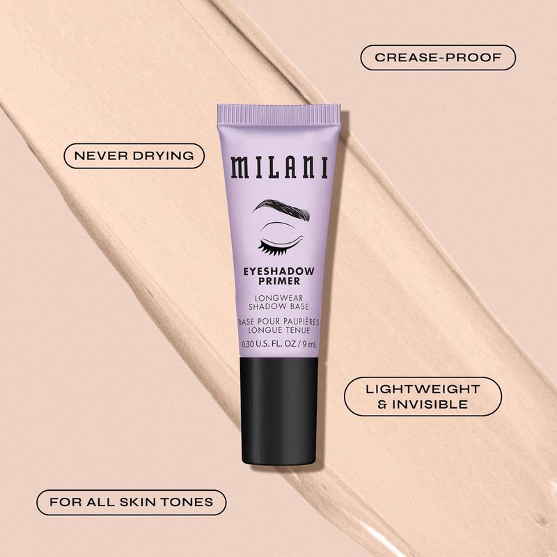 Milani Eyeshadow Primer - Clear Lightweight Base for Crease-Proof Longwear - Vibrant Color Prep - 1 Pack