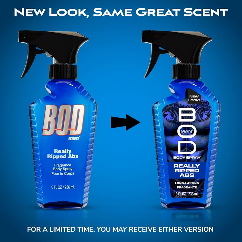BOD Man Fragrance Body Spray - Really Ripped Abs | 8 Fl Oz Refreshing Scent for All-Day Wear