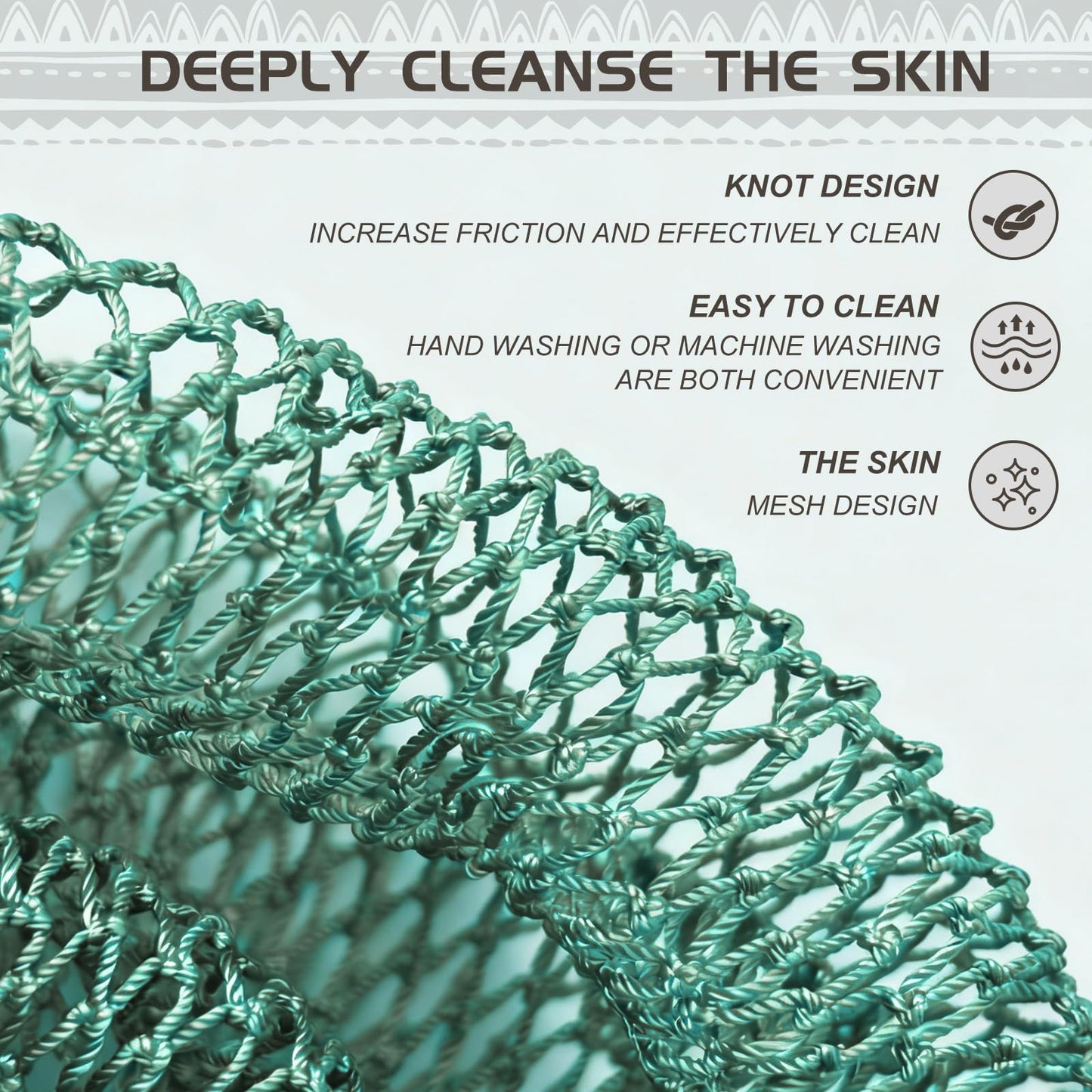 SPMKTBOZAI African Net Sponge Authentic, Loofah Exfoliating Body Scrubber Bath Sponge, African Exfoliating Net Sponge Back Scrubber Washcloth for Shower, Body Care Bathing Accessories (Mint Green)