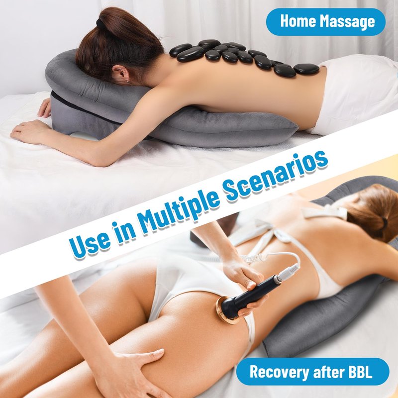 Morelexa 2026 Upgraded Face Down Pillow After Eye Surgery - 3-Vent Design Increase 50% Airflow, Massage Pillow Face Down for BBL/Back Surgery Vitrectomy Recovery and Stomach Sleepers
