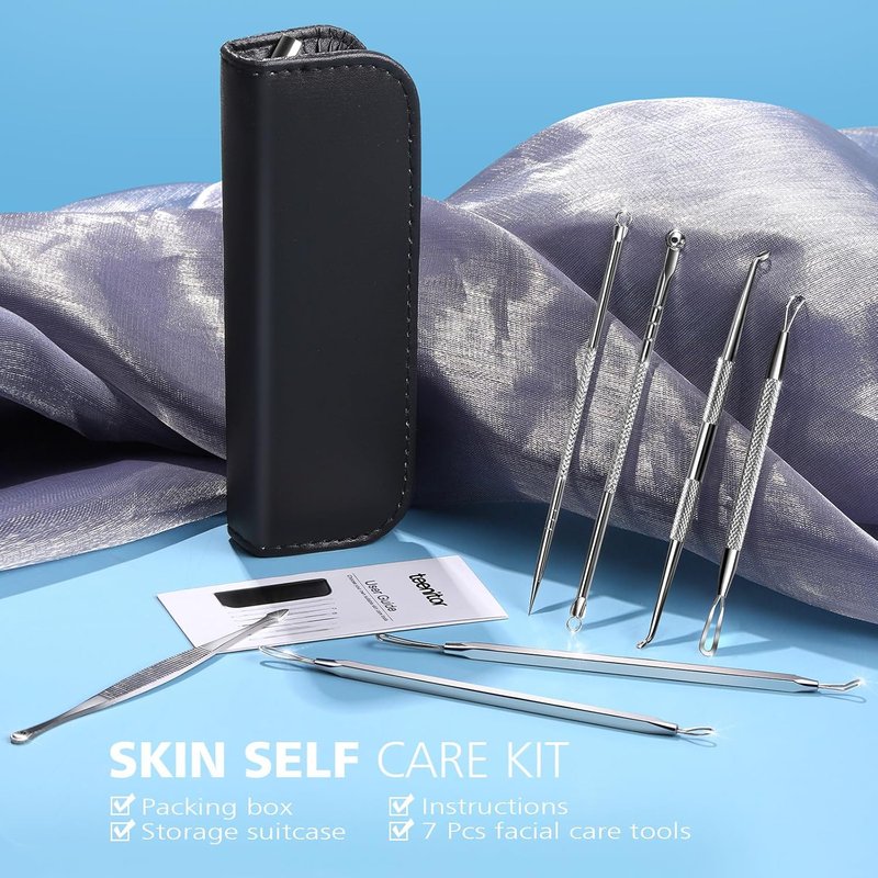 Pimple Popper Tool Kit - 7 in 1 Blackhead Remover & Extractor | Facial Acne Treatment