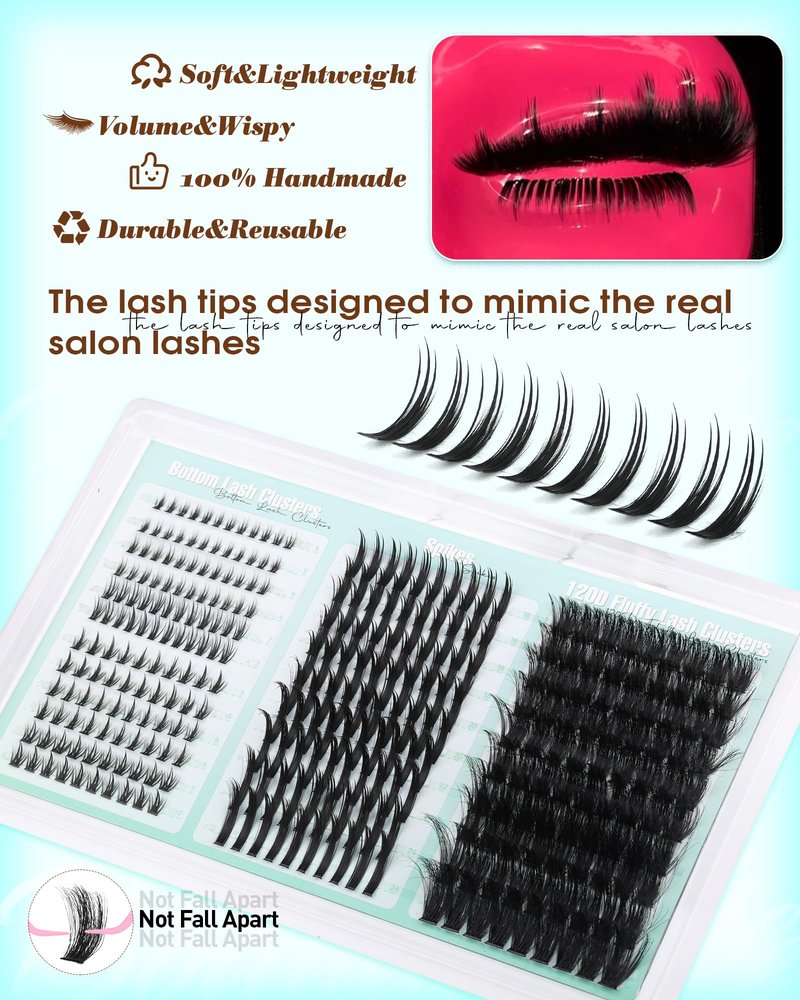 Lash Clusters with Spikes Wispy Eyelash Clusters with 2 Styles Bottom Lashes 120D Fluffy Clusters Lashes 322PCS Fairy Cluster Eyelash Extensions DIY Manga Individual Lashes by Boahankuke