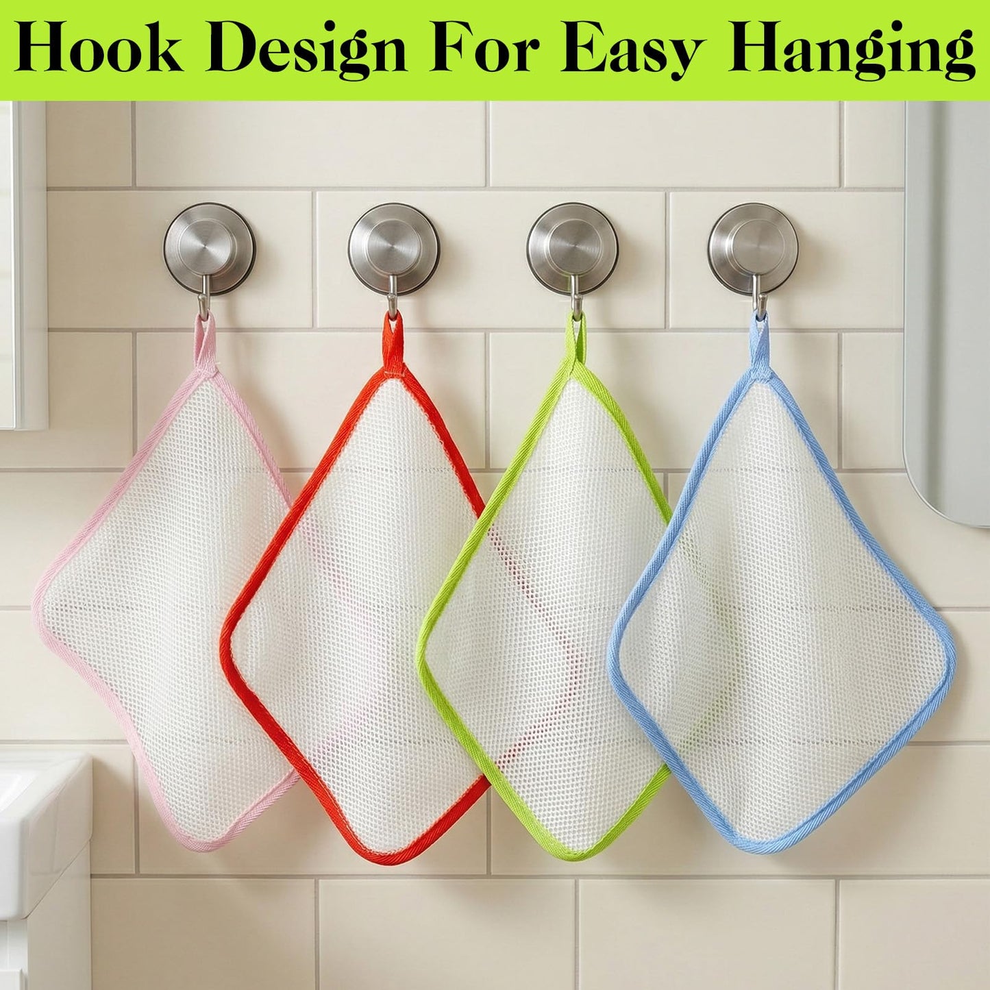 4 PCS Exfoliating Washcloths, Bath Scrub Cloths Net Wash Towels, Exfoliate Bath Towel Cloths for Women Man Deep Cleaning Face Body
