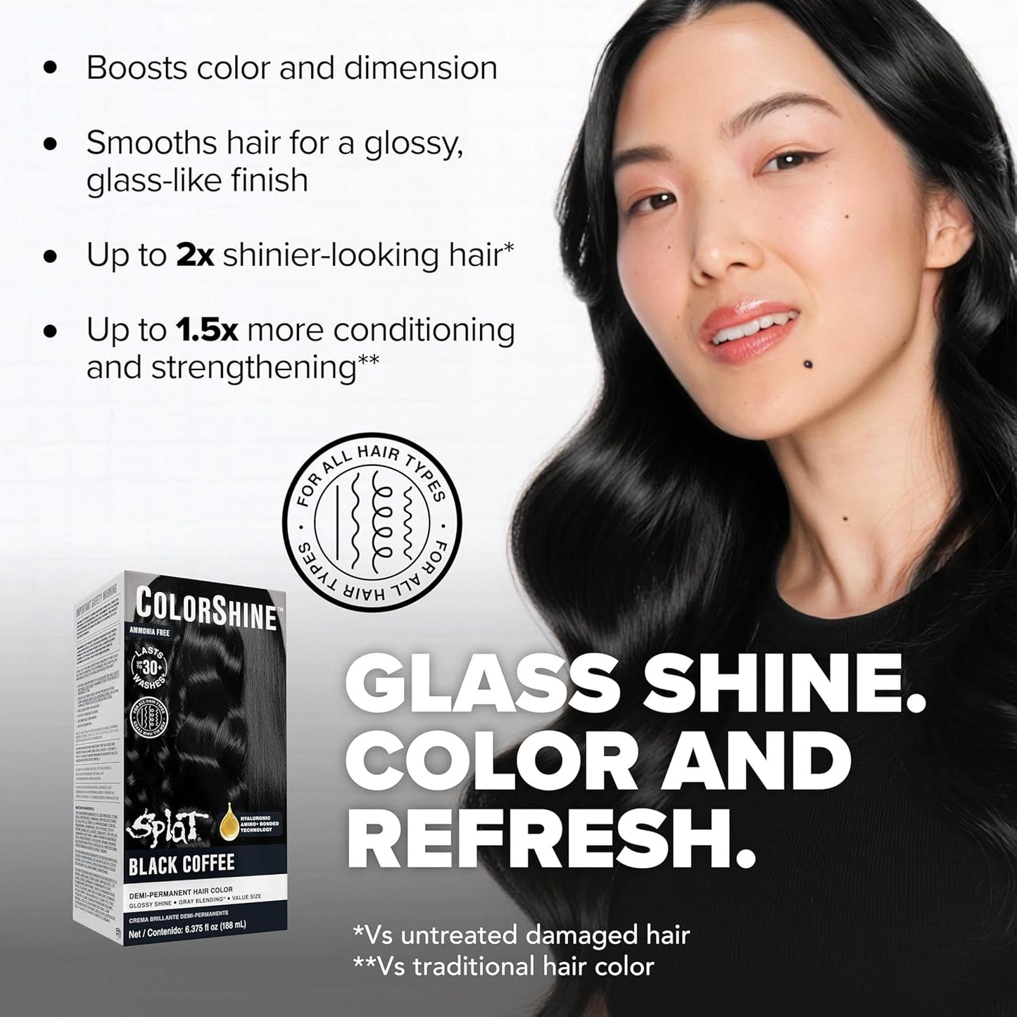Splat ColorShine Demi-Permanent Hair Color - Rich Black Coffee Shade for Vibrant Shine