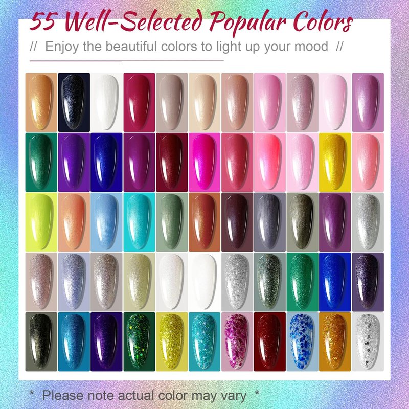 JODSONE Gel Nail Polish Starter Kit - 60 Colors, UV Light, No Wipe Base & Top Coat | Easy Application