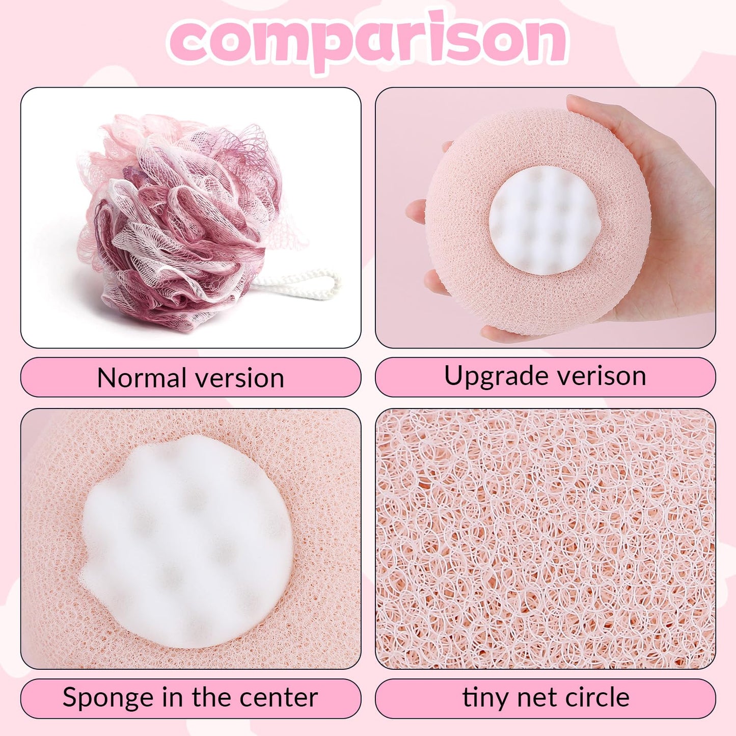 YBEATY 2 PCS Soft Sunflower Suction Cup Bath Ball Bath Body Brush Exfoliating Mesh Sponge Cleaning Scrubber Sponge with Finger Rings Shower Loofah Sponges for Women Men Scrub The Body Accessories