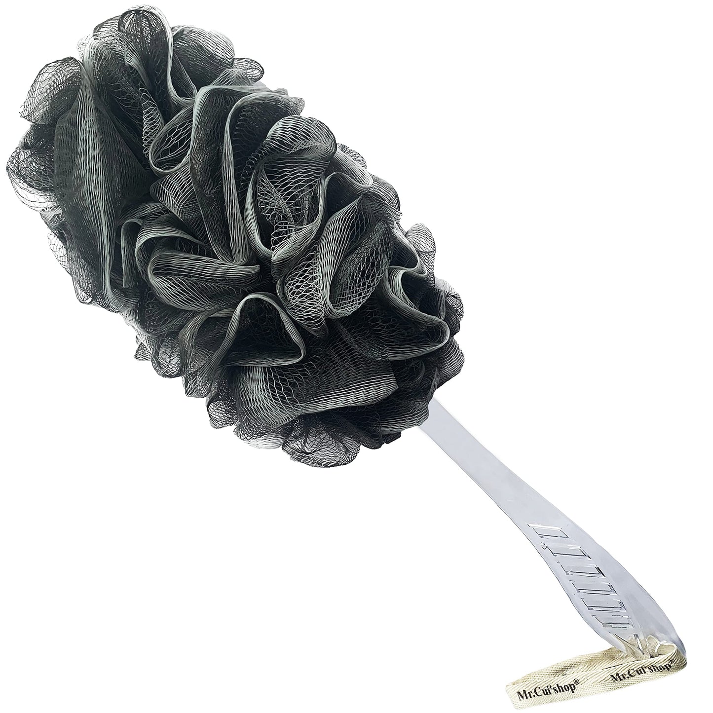 Charcoal Fiber Exfoliating Loofah luffa loofa Bath Back Brush On a Stick - Long Handle with Radian is Ergonomic for Men and Women - Shower Sponge Body Back Scrubber