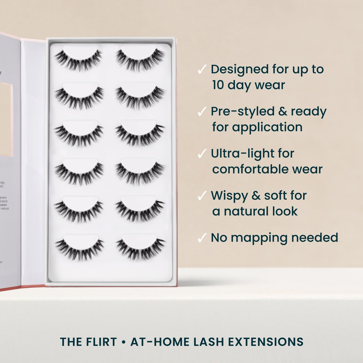 The Flirt (1.0) Natural Lashes, Natural Lash Clusters for Women, Salon Quality At Home Eyelashes Extension Kit, 6 Lash Sets, No Lash Glue Included