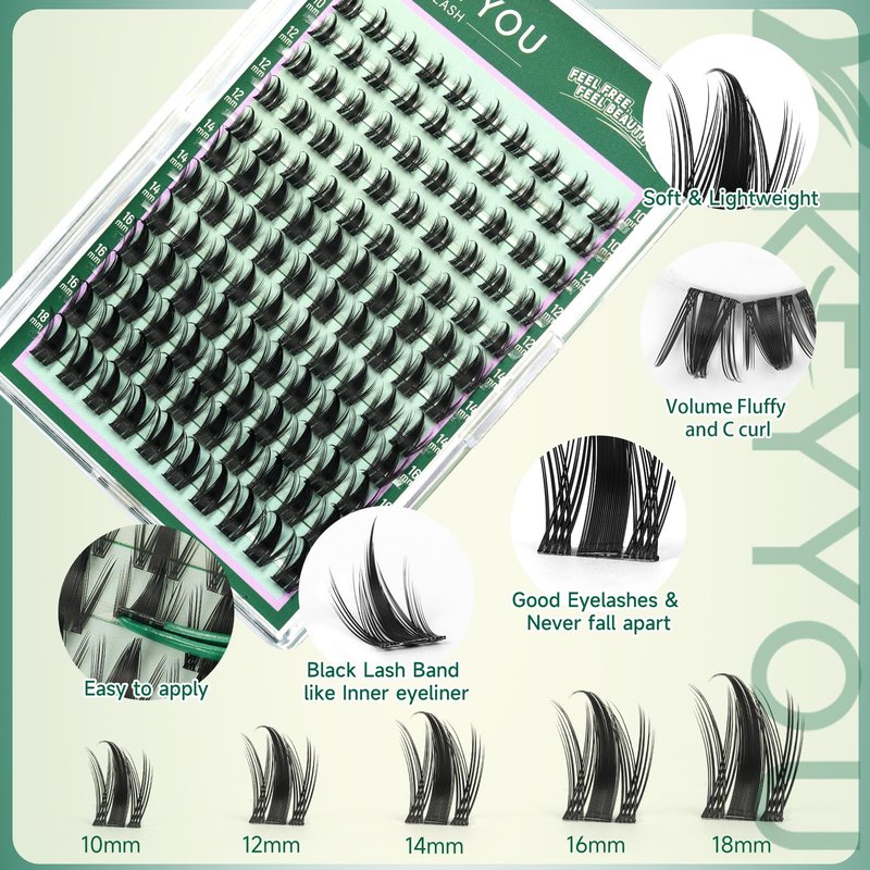 KEYYOU Manga Lash Clusters Fairy Cluster Eyelash Extensions Cosplay at home Wispy False Eyelashes 10-18mm Lashes C Curl Individual Fake Eyelashes Extension with Spikes Easy to Apply for Beginner
