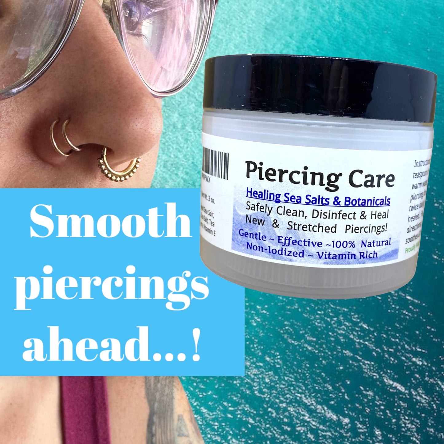 Urban ReLeaf Piercing Care Set of 2 ! Healing Sea Salts, Botanical AFTERCARE ! Safely Clean, Heal New Stretched Piercings. Gentle Effective Non-iodized. Vitamin Rich. Dead Sea Salt & Botanicals
