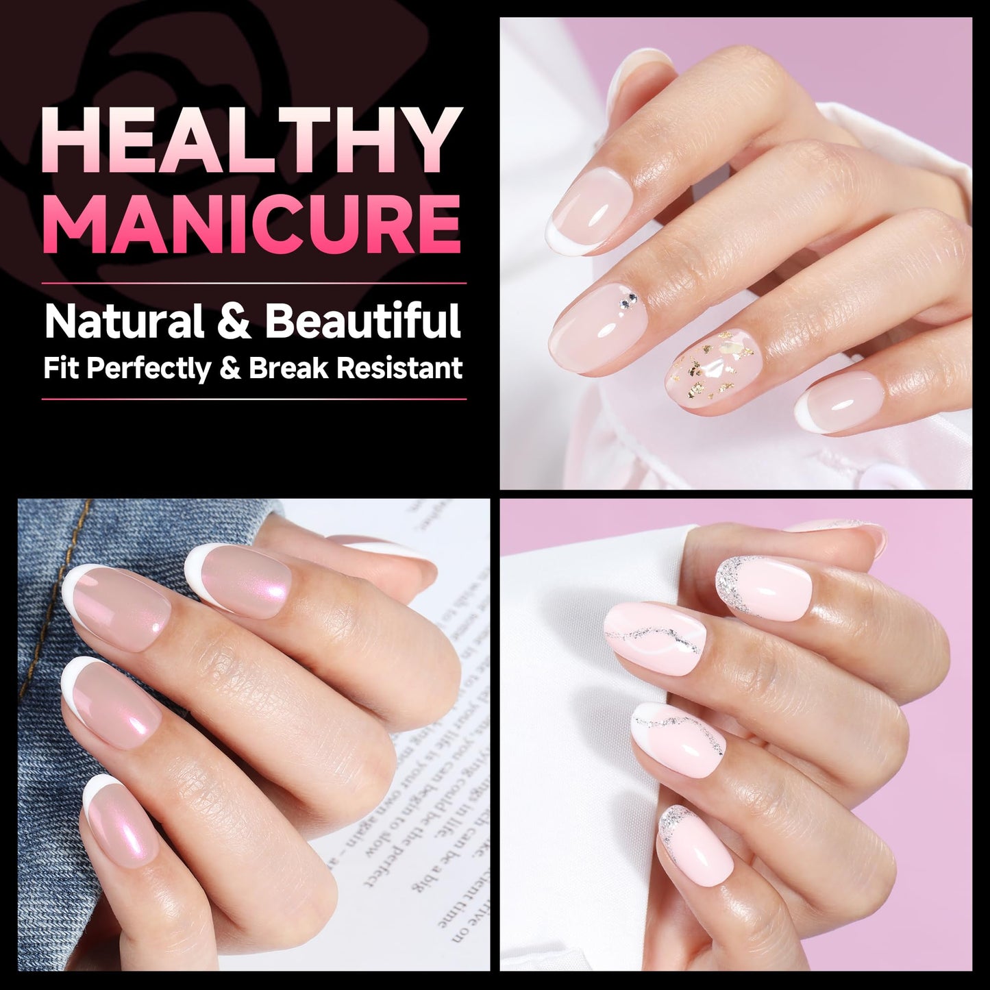 UNA GELLA Oval Round Nail Tips Pre-shaped Half Matte 120pcs Short Oval Round Soft Gel Nail Tips Full Cover Clear Acrylic Fake Nails for Press on Nail Extensions Home DIY Salon 12 Sizes