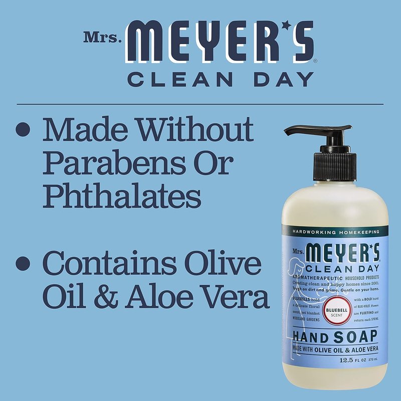 Mrs. Meyer's Clean Day Bluebell Liquid Hand Soap - 12.5 Fl Oz | Gentle & Refreshing Clean