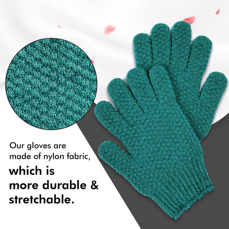 Evridwear Exfoliating Dual Texture Bath Gloves for Shower, Spa, Massage and Body Scrubs, Dead Skin Cell Remover, with Hanging Loop Heavy(5 Pairs Gift Set for Women)