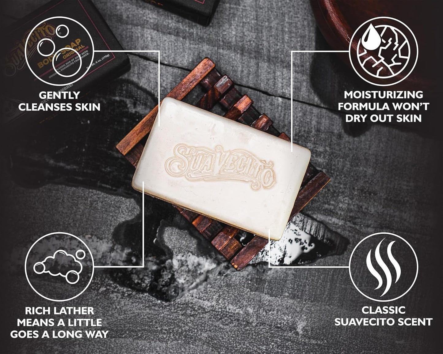 Suavecito Body & Hand Soap Bars - Moisturizing Original Fragrance | 6 oz | 3 Pack
