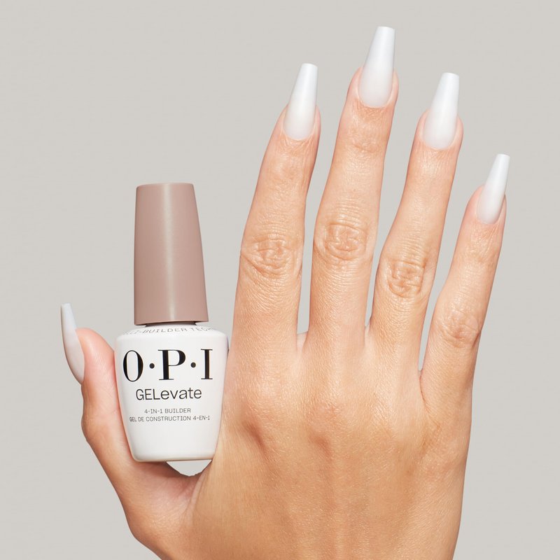 OPI GELevate 4-in-1 Nail Builder Gel | Blank Canvas, Soft White Color with Shimmer Finish | UV Cure Gel Builder Nail Polish | Vegan | 15 ML