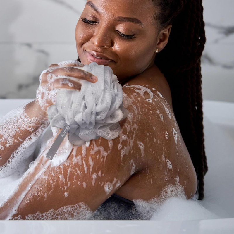 EcoTools EcoPouf Bath Sponge Set - 3 Soft Vegan Shower Poufs for Gentle Exfoliation & Cleansing