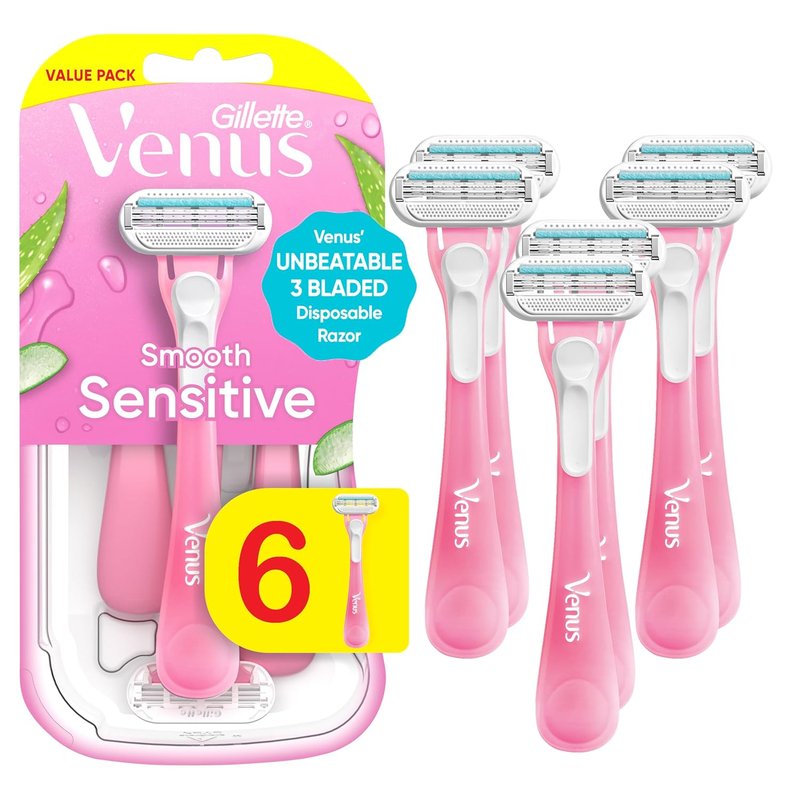 Gillette Venus Sensitive Razors for Women - 6 Count | Close Shave for Sensitive Skin